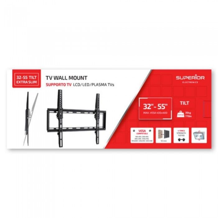 SUPORT de perete Superior, pt 1 TV/monitor plat, diagonala compatibila 32-55 inch, unghi reglabil 9 grade, VESA compatibil max 400400, max 35 Kg  SUPSTV005 