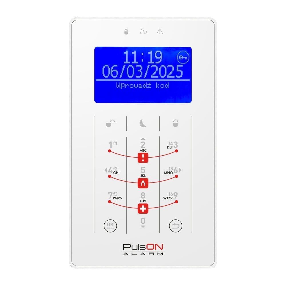 BCS PulsON LCD(BLU)/S WH Tastatură LCD albă senzorială cu ecran albastru