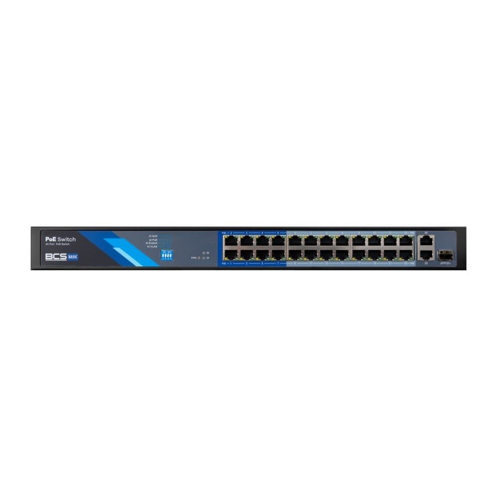 BCS BCS-B-SP2402G-1SFP Switch PoE cu 24 porturi, cu exPoE și putere de 250W
