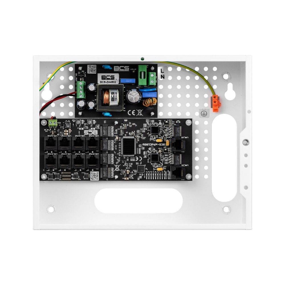 Set de alimentare PoE BCS BCS-IP8Gb/E-S pentru camere IP pentru până la 8 receptoare