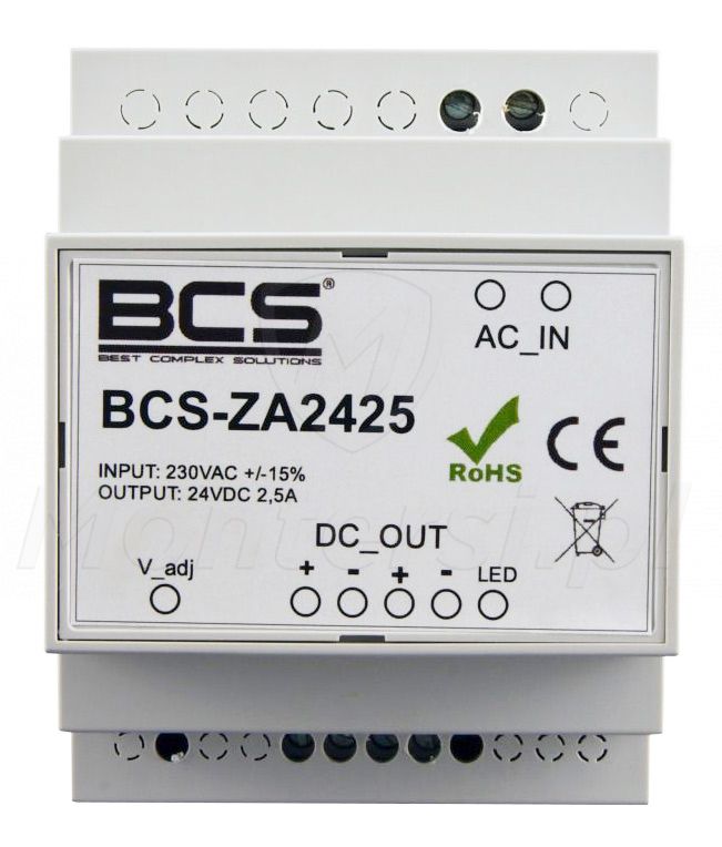 BCS BCS-ZA2425 Alimentator reglabil 24V 2.5A pentru șină DIN cu LED