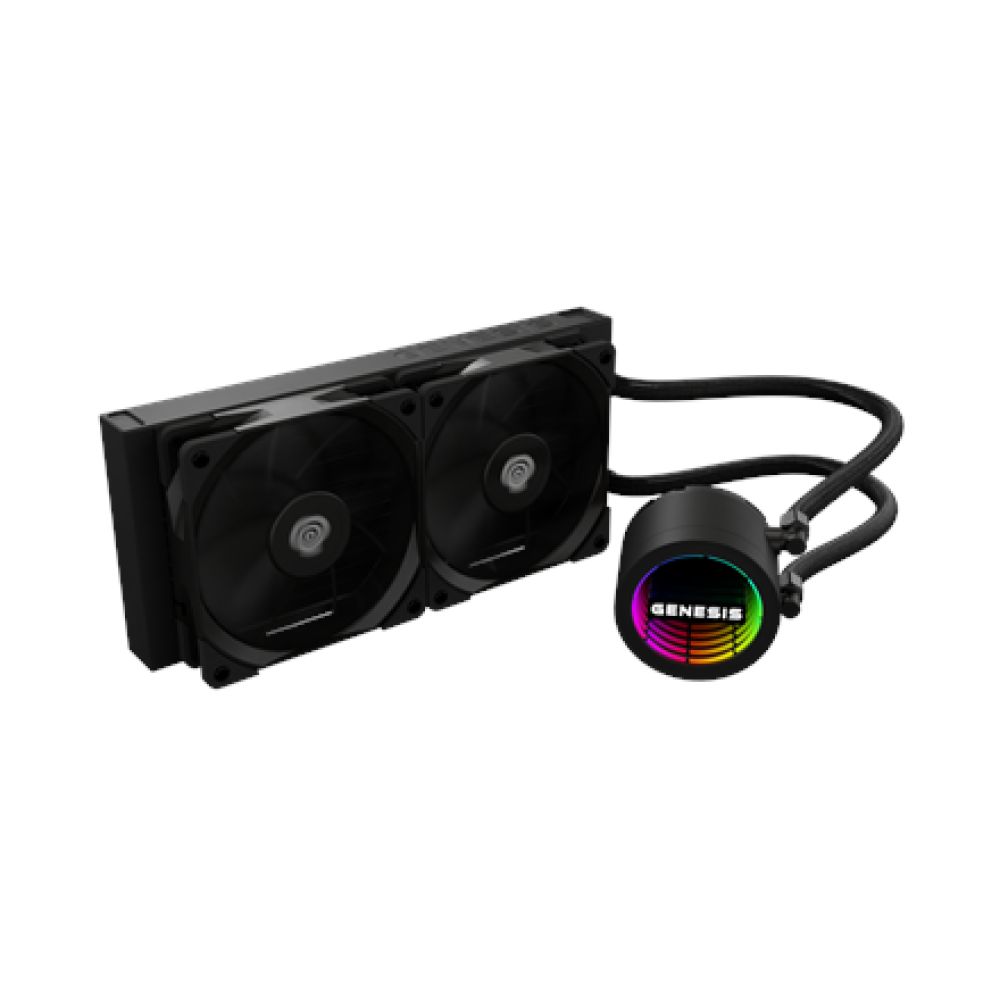 Cooler Procesor GENESIS HYDRA 240 NEGRU, dimensiune radiator 276x120x27mm, 2 ventilatoare ARGB, Viteza ventilatoare: 500-1550 RPM, Airflow ventilatoare: 80 CFM, Suport AMD: AM4/AM5, suport INTEL: LGA 1151/1156/1150/1200/1700/1851