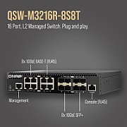 QNAP QSW-M3216R-8S8T switch-uri Gestionate L2/L3 10G Ethernet (100/1000/10000) 1U Negru