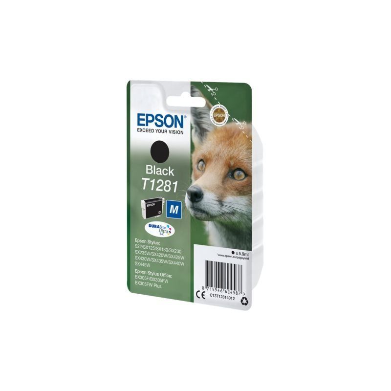 Epson Fox Singlepack Black T1281 DURABrite Ultra Ink