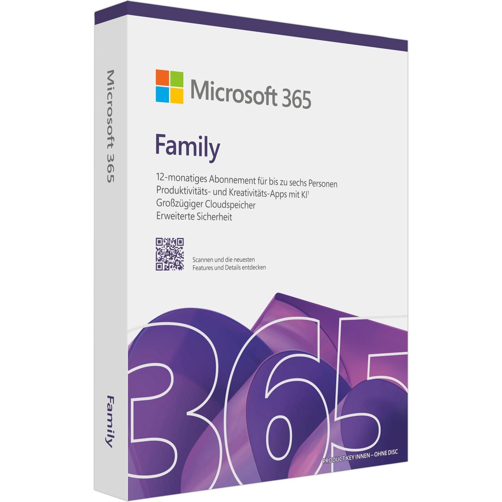 Microsoft 365 Family [DE] 1Y Subscr. Medialess FY25H2 Ehemals Office 365 Home