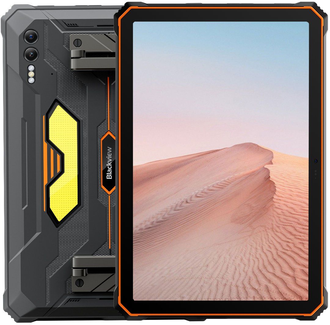 Blackview Rugged Tab Active 10 Pro 10.95-inch FHD+IPS 1920x1200 90Hz Corning 3th 12GB/512GB MT6878 Octa-core 2.5GHz 50MP Front/108MP+20MP Rear Camera infared nught vision 30000mAh NO Charging Android 14 up to 15 NFC Camping lights MIL-STD-810H Orange