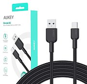 Cablu alimentare si date Aukey, USB Type-A (T) la USB Type-C (T), 1.8m, 480 Mbps, 60W, nylon, negru,  LLTSN1041439  (timbru verde 0.08 lei) -689323785889