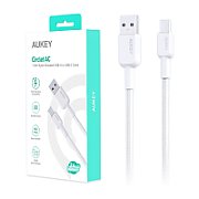Cablu alimentare si date Aukey, USB Type-C (T) la USB Type-A (T), 1.8m, 480 Mbps, 60W, braided, alb,  LLTSN1041441  (timbru verde 0.08 lei) -689323785896