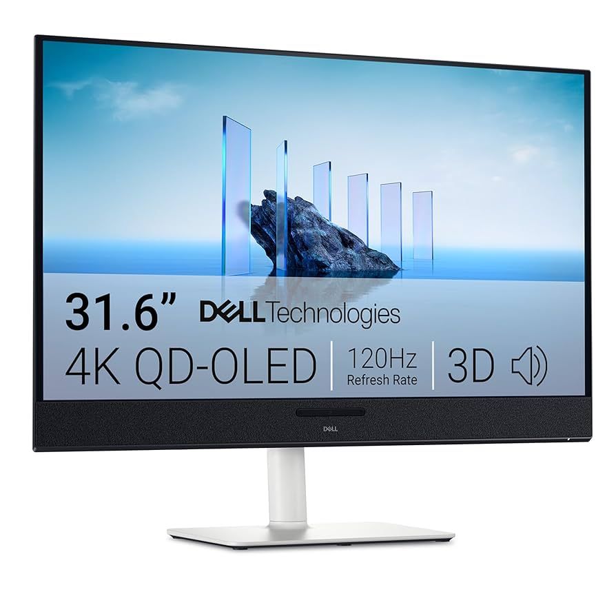 Dell 32 Plus 4K QD-OLED Monitor - S3225QC 31.6'' 3840x2160 120Hz, AMD FreeSyncTM Premium Pro, 99% DCI-P3 (CIE 1976), 140 PPI, 16:9, AR, 250cd/m2, 1000cd/m2, 1500000:1, 178/178, 0.03ms GTG, HDMI, USB-C, Height, Slant, Swivel, Tilt
