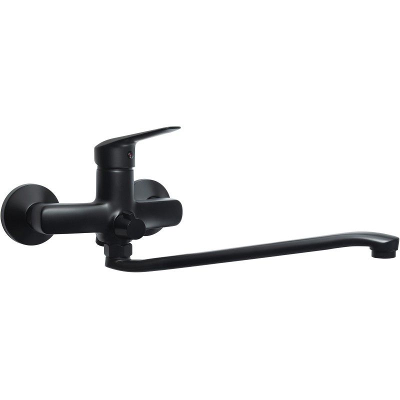 Wall-mounted washbasin mixer with extended spout - hose connection