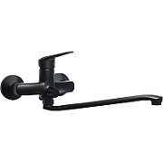 Wall-mounted washbasin mixer with extended spout - hose connection