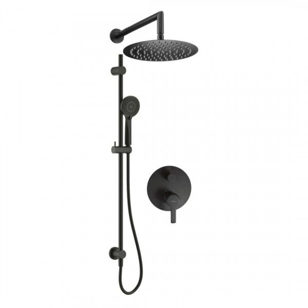 Concealed shower set with rail - with overhead shower