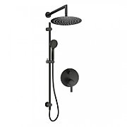 Concealed shower set with rail - with overhead shower