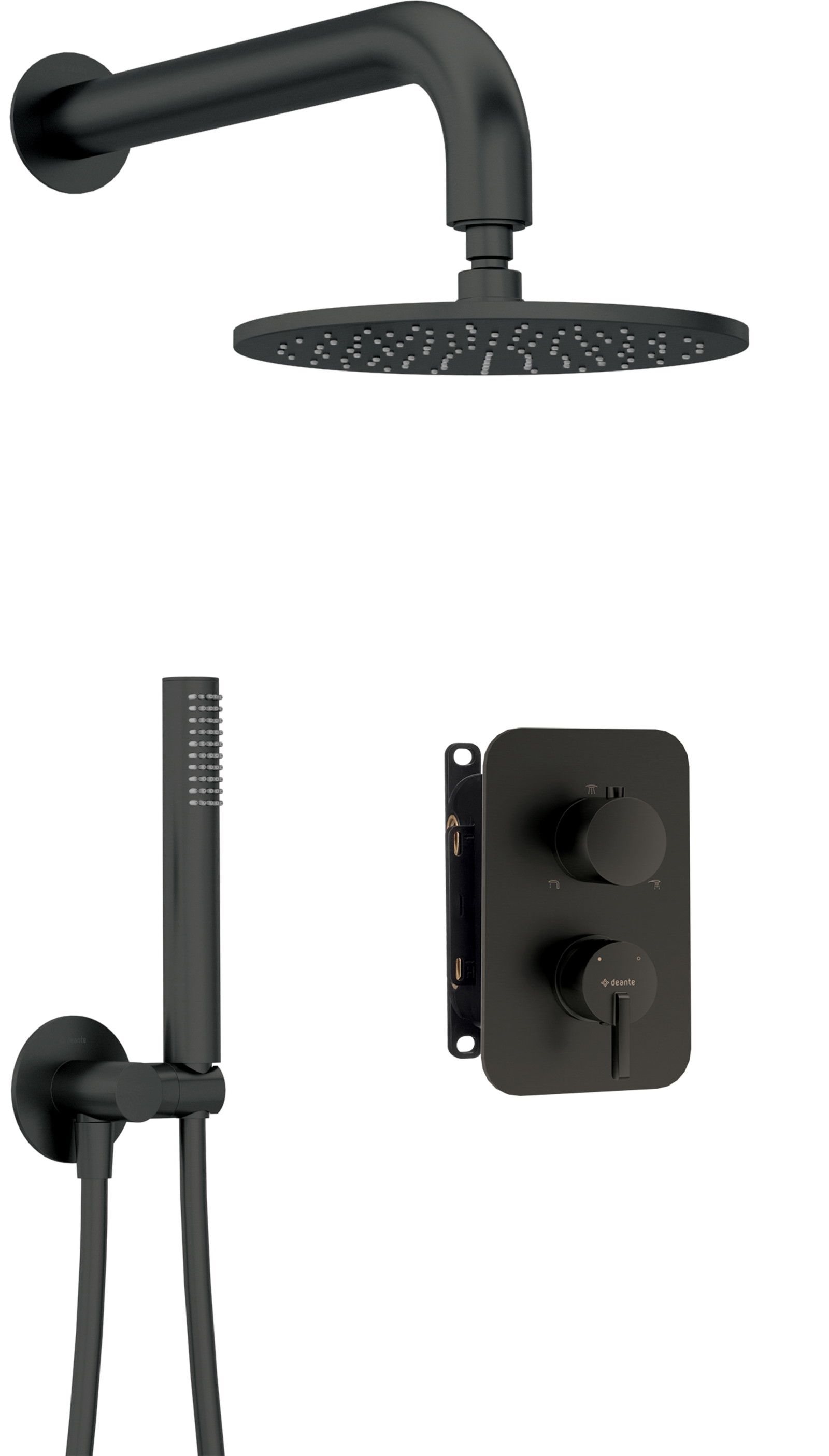 Concealed shower set with mixer box - with overhead shower