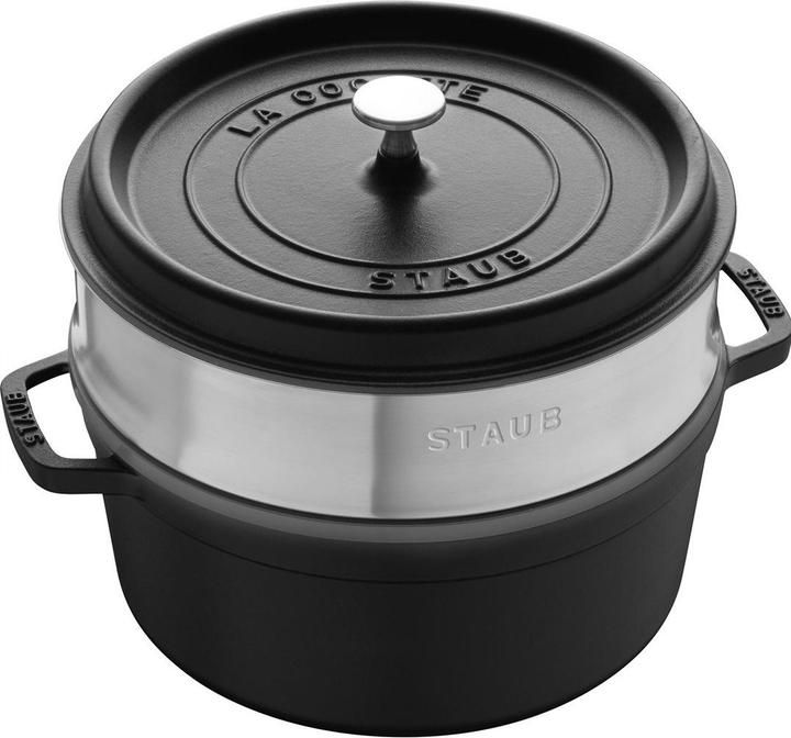 Round cast iron pot with Staub insert - 3.8 ltr  Black
