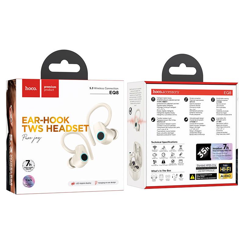 Hoco EQ8 Pure Joy Headset Wireless In-Ear Calls/Music Bluetooth White