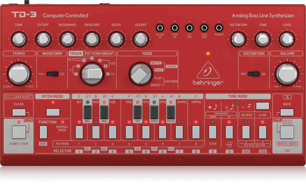 Behringer TD-3-RD synthesizer Analog synthesizer Red