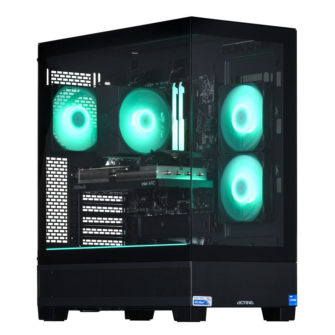 Desktop PC Actina Midi Tower, Intel Core i5-12400F (6 C / 12 T, 2.5 GHz - 4.40 GHz), 32 GB RAM, 1 TB SSD, Intel Arc A580 8 GB, Fara sistem de operare