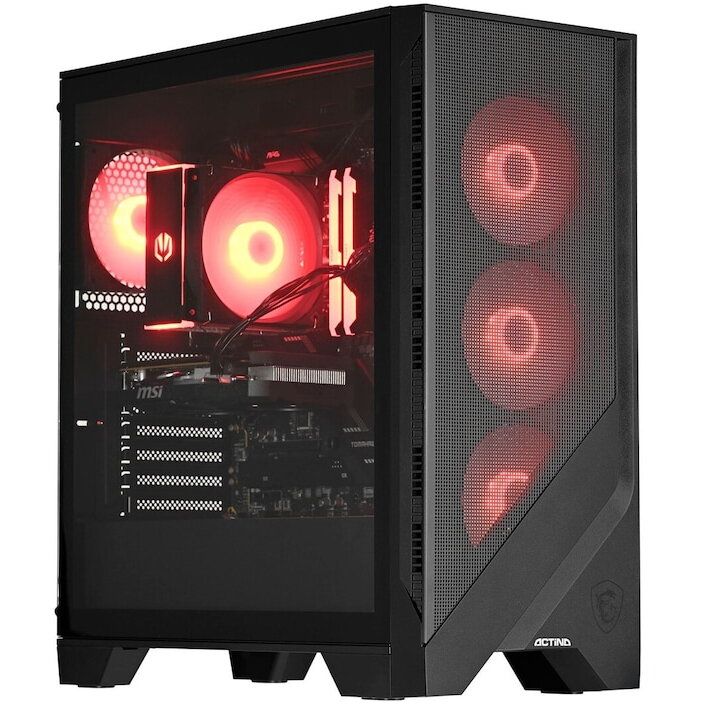 Desktop PC Actina Midi Tower, AMD Ryzen 7 7700 (8 C / 16 T, 3.8 GHz - 5.3 GHz), 32 GB RAM, 1 TB SSD, NVIDIA GeForce RTX 4060 8 GB, Fara sistem de operare