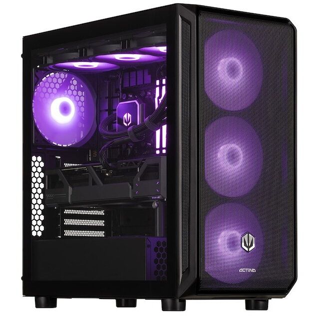 Desktop PC Actina Midi Tower, AMD Ryzen 7 7800X3D (8 C / 16 T, 5.0 GHz), 32 GB RAM, 2 TB SSD, AMD RX 9070 XT 16 GB, Fara sistem de operare
