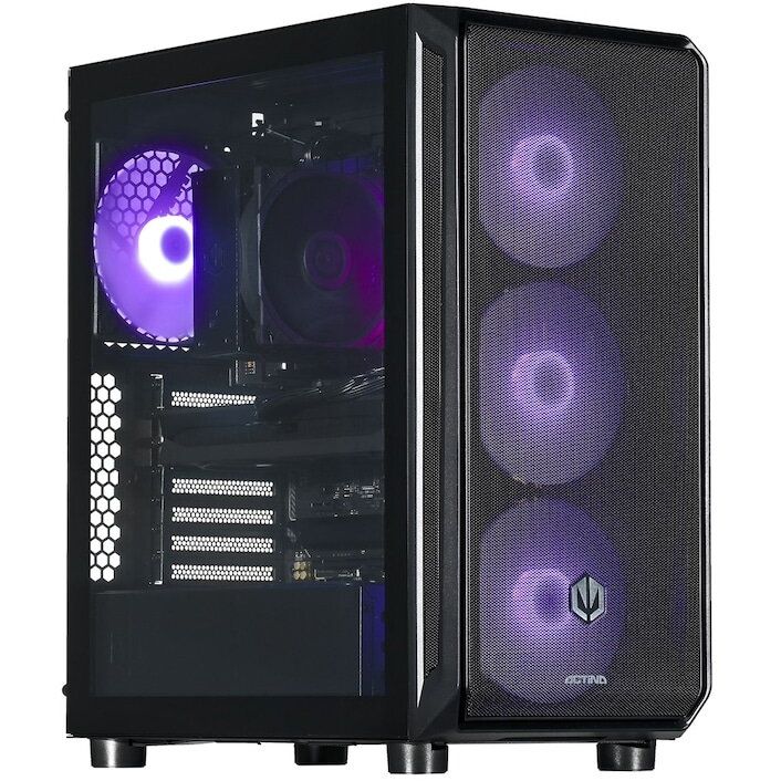 Desktop PC Actina Midi Tower, AMD 7600X3D (6 C / 12 T, 4.1 GHz - 4.7 GHz), 32 GB RAM, 2 TB SSD, AMD RX 9070 16 GB, Fara sistem de operare