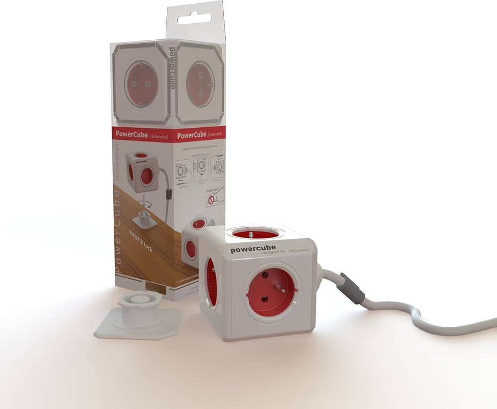 Allocacoc 2304/FREXPC power extension 3 m 5 AC outlet(s) Indoor Red  White