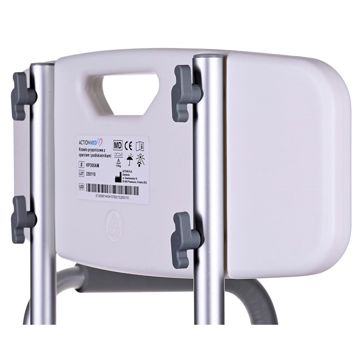 Shower chair with backrest and armrests