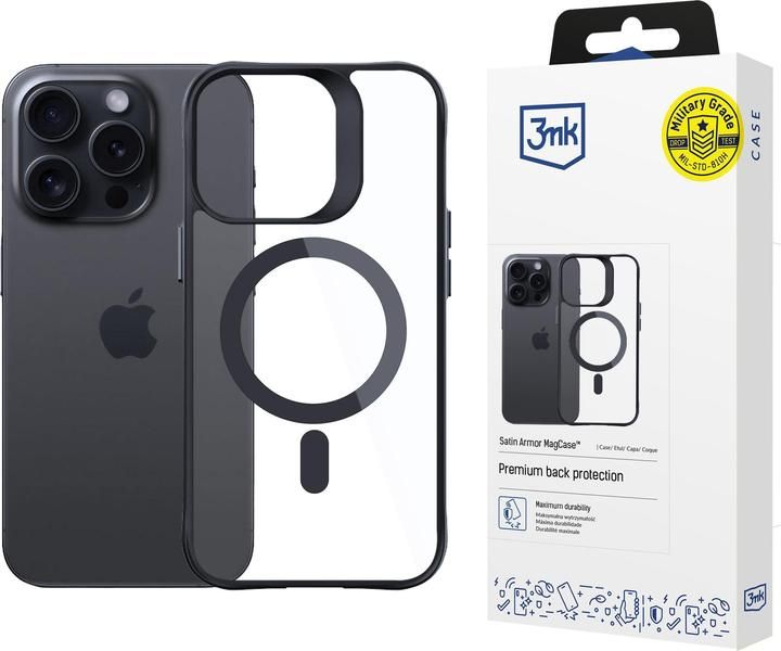 Protective cover 3mk Satin Armor Case+ for iPhone 16, Transparent