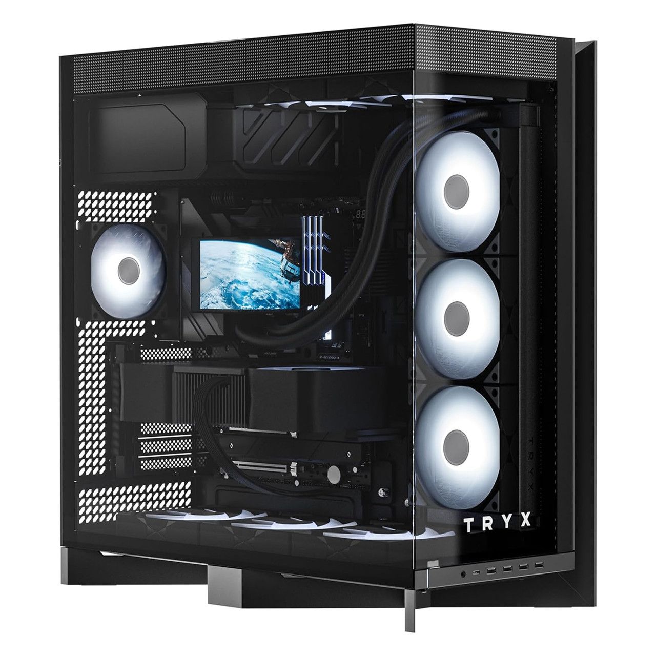 Carcasa TRYX LUCA L70 Mid Tower NEGRU, Tempered Glass, Sloturi Expansiune 7, Drive Bays: 2x 3,5  9x2,5 , Ventilatoare Suportate: 8 (spate: 1x120mm, sus: 2x120mm sau 2x140mm, lateral: 3x120mm sau 3x140mm, jos: 1x 120mm sau 1x140mm ), Format Placa De Baza Suportat: Mini-ITX, Micro-ATX, ATX, E-ATX