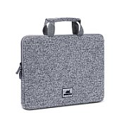 RIVACASE Anvik 13.3  Laptop sleeve  light grey  with handle  waterproof material  plush interior  back pocket for smartphone  business cards  accessories