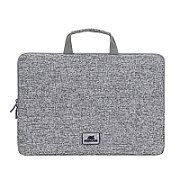 RIVACASE Anvik 15.6  laptop case  grey  with handle  waterproof material  plush interior  back pocket for smartphone  business cards  accessories