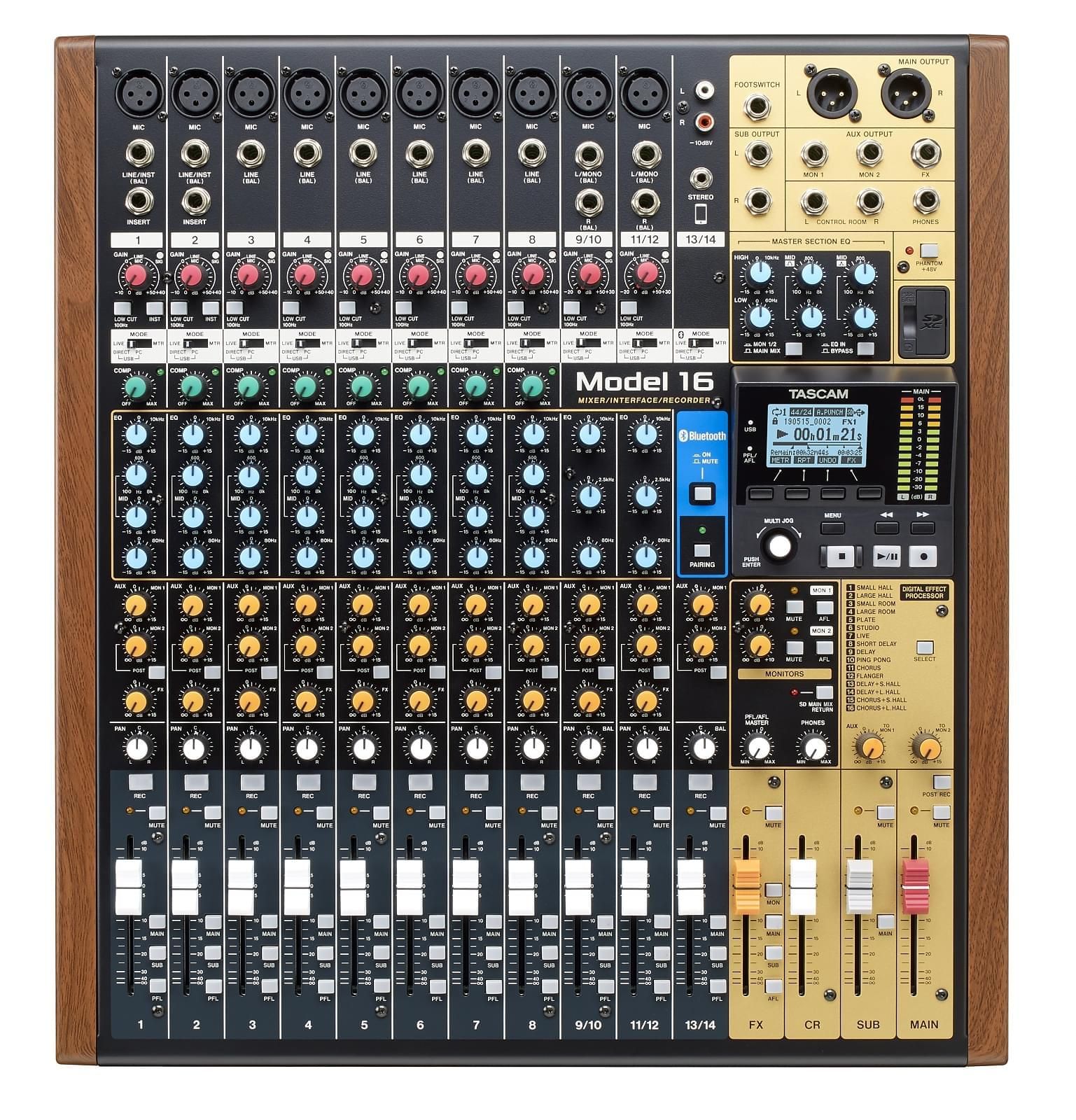 Tascam MODEL 16 audio mixer 16 channels 20 - 30000 Hz Black  Gold  Wood