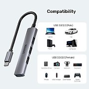 HUB Unitek H1208B USB-C / 3x USB-A 2.0  USB-A 3.0