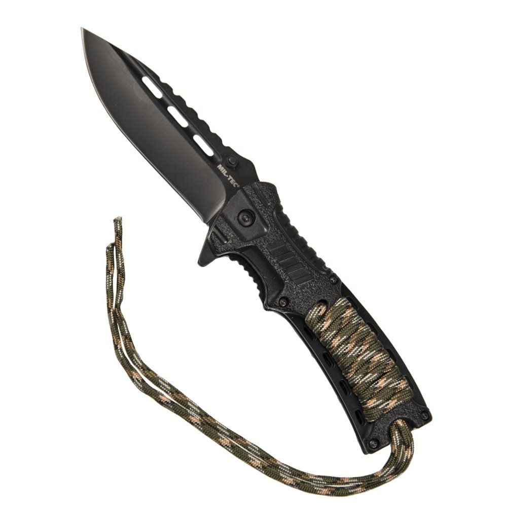 Mil-Tec Paracord folding knife with flintlock - Camo