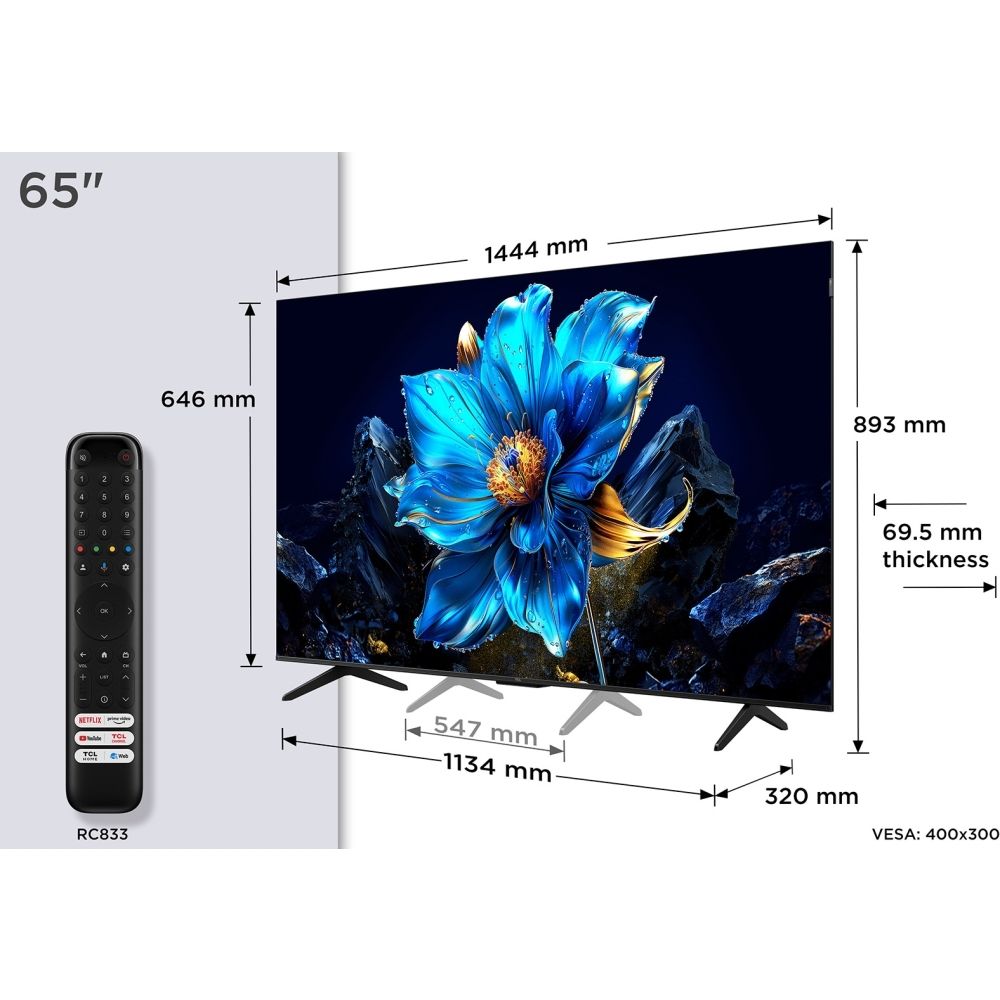 TCL P7K 65P7K TV 165.1 cm (65 ) 4K Ultra HD Smart TV Wi-Fi Metallic 450 cd/m2