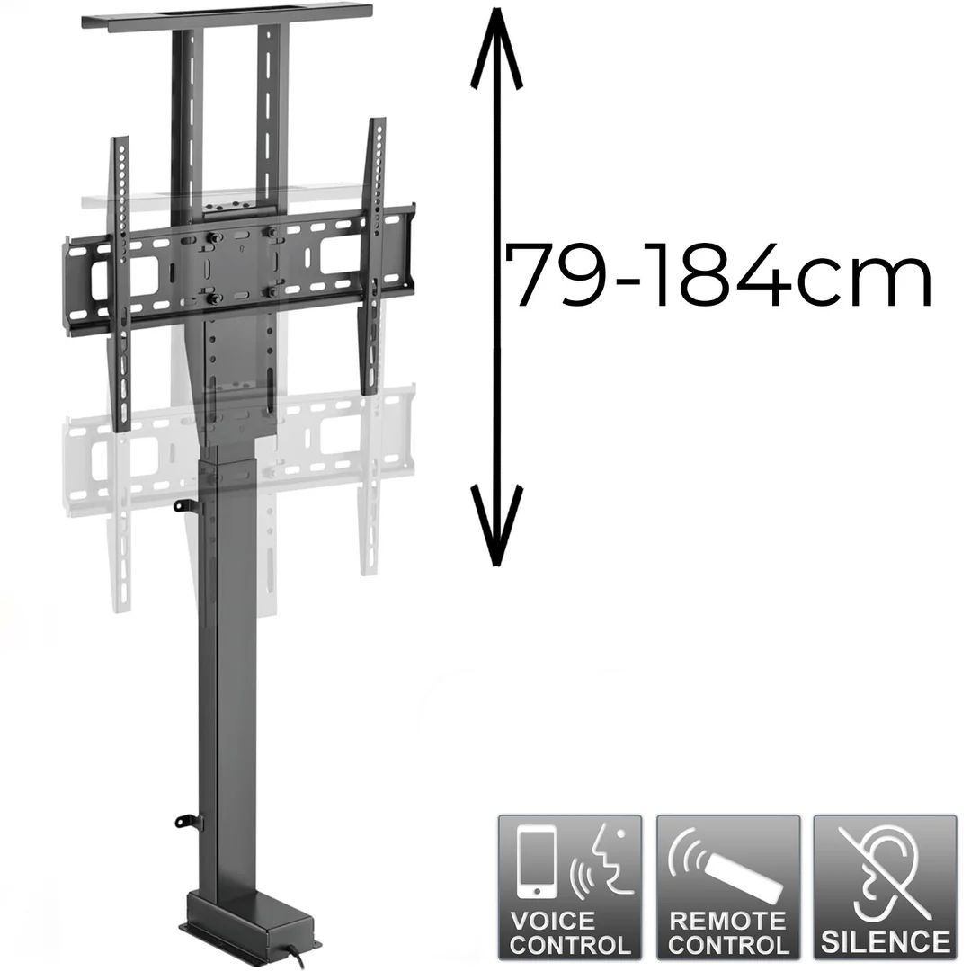 Maclean MC-866T Smart Motorized Electric TV Lift TUYA Mobile App Floor Mount Bracket Alexa Google Home 37''-80'' 60kg Cabinet VESA (EU plug)