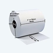 Receipt Rolls, Heipa, Thermal Paper, 58 mm, 64 mm, 12.7 mm, White