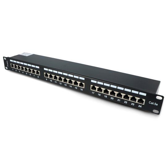 LANBERG Patch panel 24 port 1U 19inch cat.5e UTP with cable organizer black