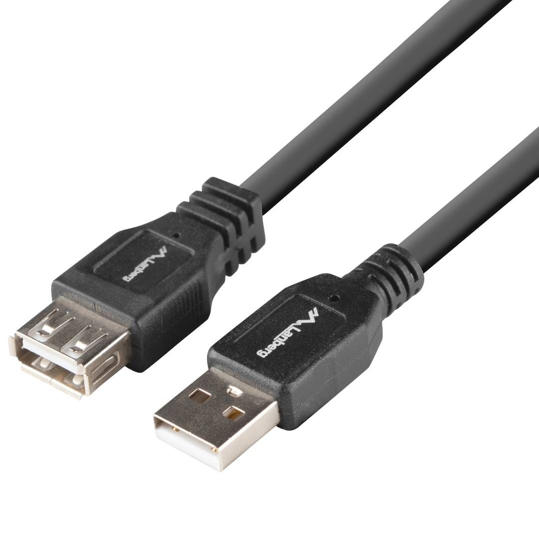 LANBERG CA-USBE-15CU-0018-BK extension cable USB 2.0 AM-AF 1.8m black