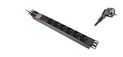 LANBERG PDU-06F-0200-BK Power Distrubution Unit PDU 19inch 1U 16A 2m 6x Schuko outlets black