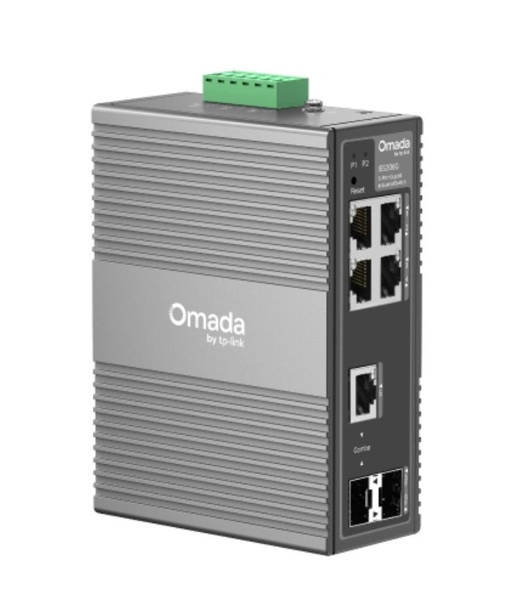 TP-LINK Omada 6-Port Gigabit Industrial Easy Managed Switch 4× Gigabit RJ45 Ports 1× Gigabit RJ45/SFP Combo Slot, 1× Gigabit SFP Slot Operating Temperature: -40~75°C (-40~167°F) IP40 Aluminum Casing Centralized Cloud Management