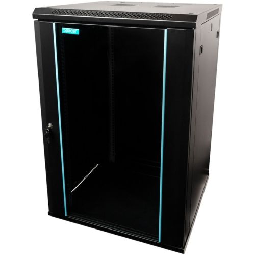 CABINET 19  SPACER  42U 600x1000mm, de podea, Flatpack (dezasamblat),  Black, usa sticla cu blocare, panouri laterale detasabile, otel 2mm, sarcina maxima 1000Kg,  SPCN-42U-1000-BK-03 