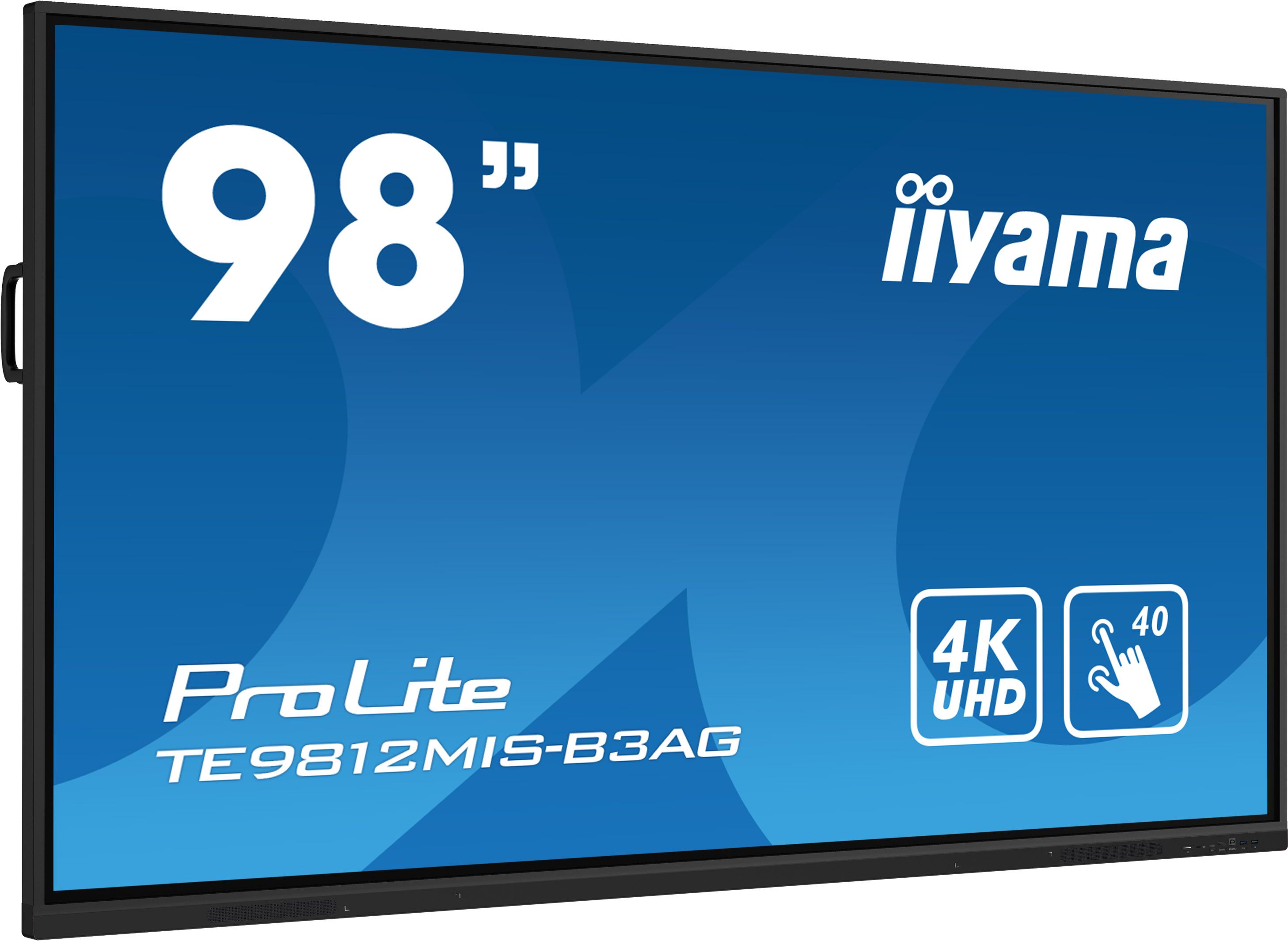 iiyama TE9812MIS-B3AG Afișaj Semne Design tip kiosk 2,49 m (98 ) LCD Wi-Fi 400 cd/m² 4K Ultra HD Negru Ecran tactil Procesor încorporat Android 11 24/7