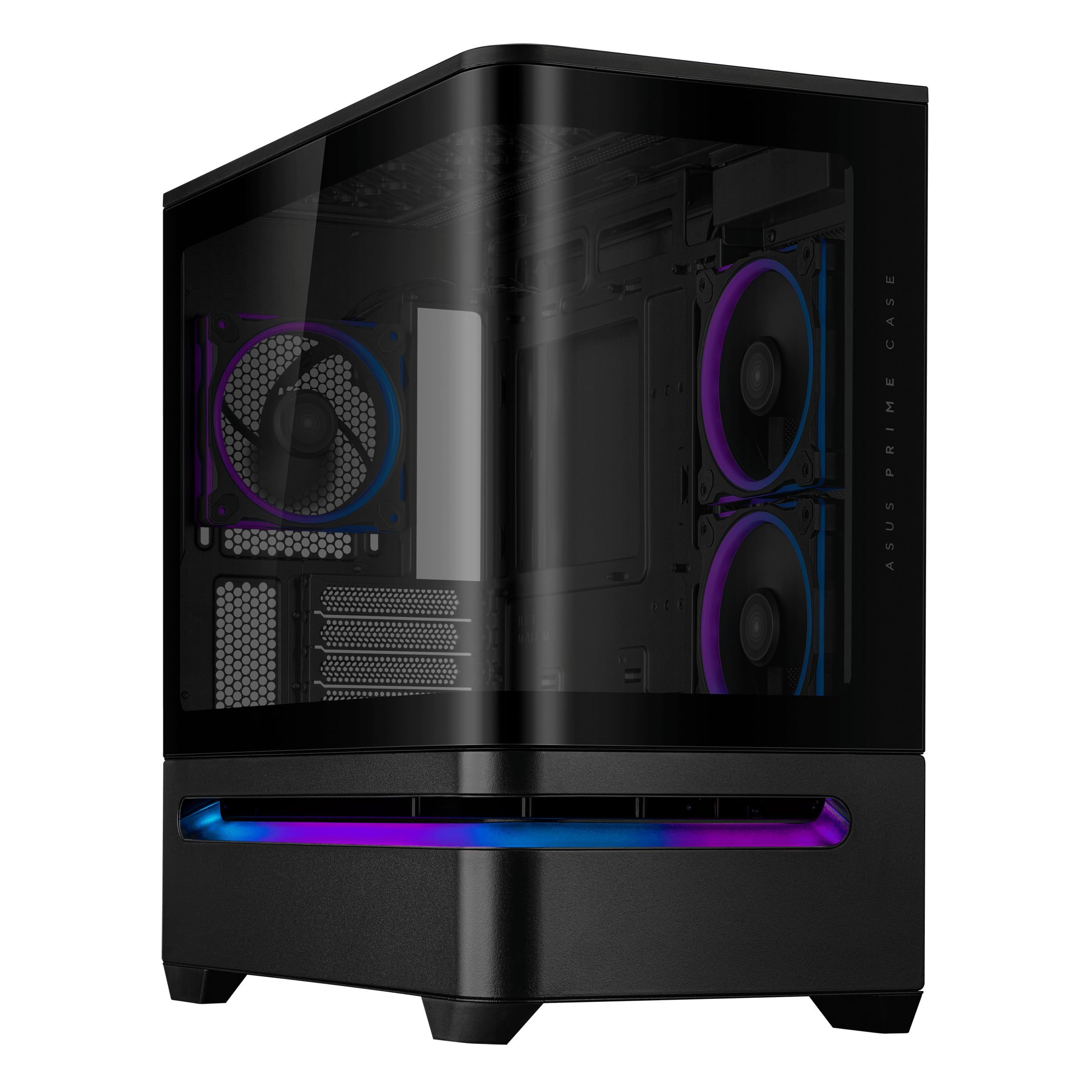 Carcasa ASUS AP202 Small Tower ARGB NEGRU, Tempered Glass, Sloturi Expansiune 4, Drive Bays: 2x2.5 /3.5  Combo, Ventilatoare Suportate: 6 (spate: 1x120mm, sus: 3x120mm sau 2x140mm, lateral: 2x120mm), Ventilatoare Incluse: 3 (spate: 1x120mm, lateral: 2x120mm), Format Placa de Baza Suportat: Mini-ITX