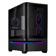 Carcasa ASUS AP202 Small Tower ARGB NEGRU, Tempered Glass, Sloturi Expansiune 4, Drive Bays: 2x2.5 /3.5  Combo, Ventilatoare Suportate: 6 (spate: 1x120mm, sus: 3x120mm sau 2x140mm, lateral: 2x120mm), Ventilatoare Incluse: 3 (spate: 1x120mm, lateral: 2x120mm), Format Placa de Baza Suportat: Mini-ITX