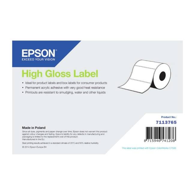 Labels, Epson, Normal Paper, High Gloss Label, W: 105 mm, H: 210 mm, D: 152 mm, C: 76 mm