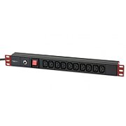 Techly I-CASE STRIP-10C unități de distribuție a energiei electrice (PDU) 10 ieșire(i) AC 1U Negru