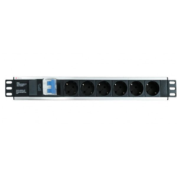 Techly I-CASE STRIP-16SH unități de distribuție a energiei electrice (PDU) 6 ieșire(i) AC 1.5U Negru, Argint
