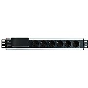Techly I-CASE STRIP-16SH unități de distribuție a energiei electrice (PDU) 6 ieșire(i) AC 1.5U Negru, Argint