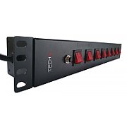 Techly I-CASE STRIP-815I unități de distribuție a energiei electrice (PDU) 8 ieșire(i) AC 1.5U Negru